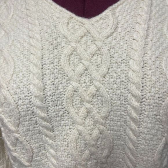 Paul James Vintage Womens 100% Wool Chunky Cable Knit Sweater Size L Fisherman - Picture 3 of 15
